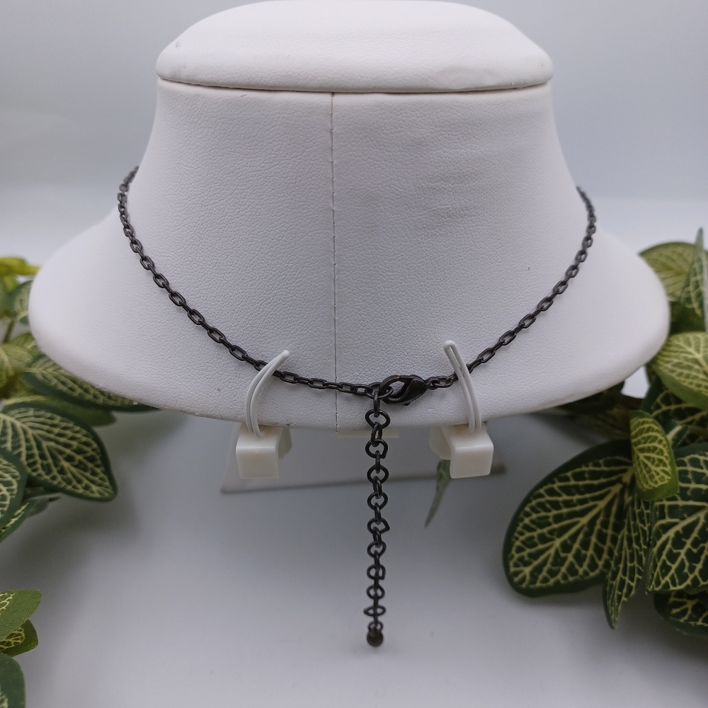 SOLD - Crystal Crescent Necklace - Picture 4 of 14